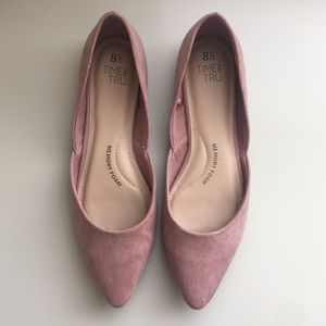 Rose Pink Pointy Toe Flats by Time And Tru